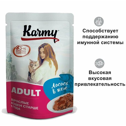 Влажный корм для кошек Karmy, лосось в желе 80г