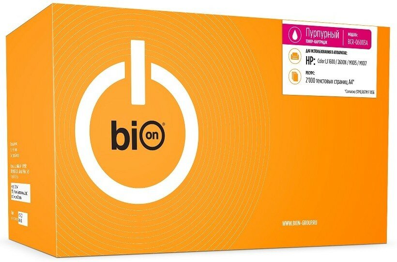 Bion BCR-Q6003A Картридж для HP {Color LaserJet 2600/1600/2605N }(2000 стр.), Пурпурный, с чипом