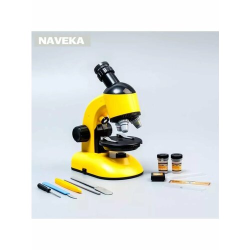 Микроскоп Юный ученый кратность до х1200 желтый подсвет 3483₽