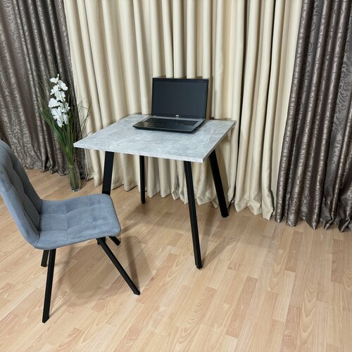 Изображение товара Игровой стол Ник 80 * 80 * 75см. Бетон светлый. Черные ножки