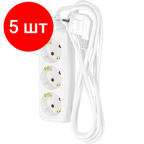 Комплект 5 штук Удлинитель сетевой фотон 16-53Е 5м 3 розетки 16А с заземл Белый 8213₽