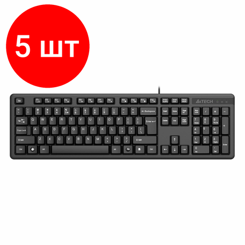 Комплект 5 шт Клавиатура проводная A4TECH KK-3 USB 104 кнопки черная 1530244 808500₽