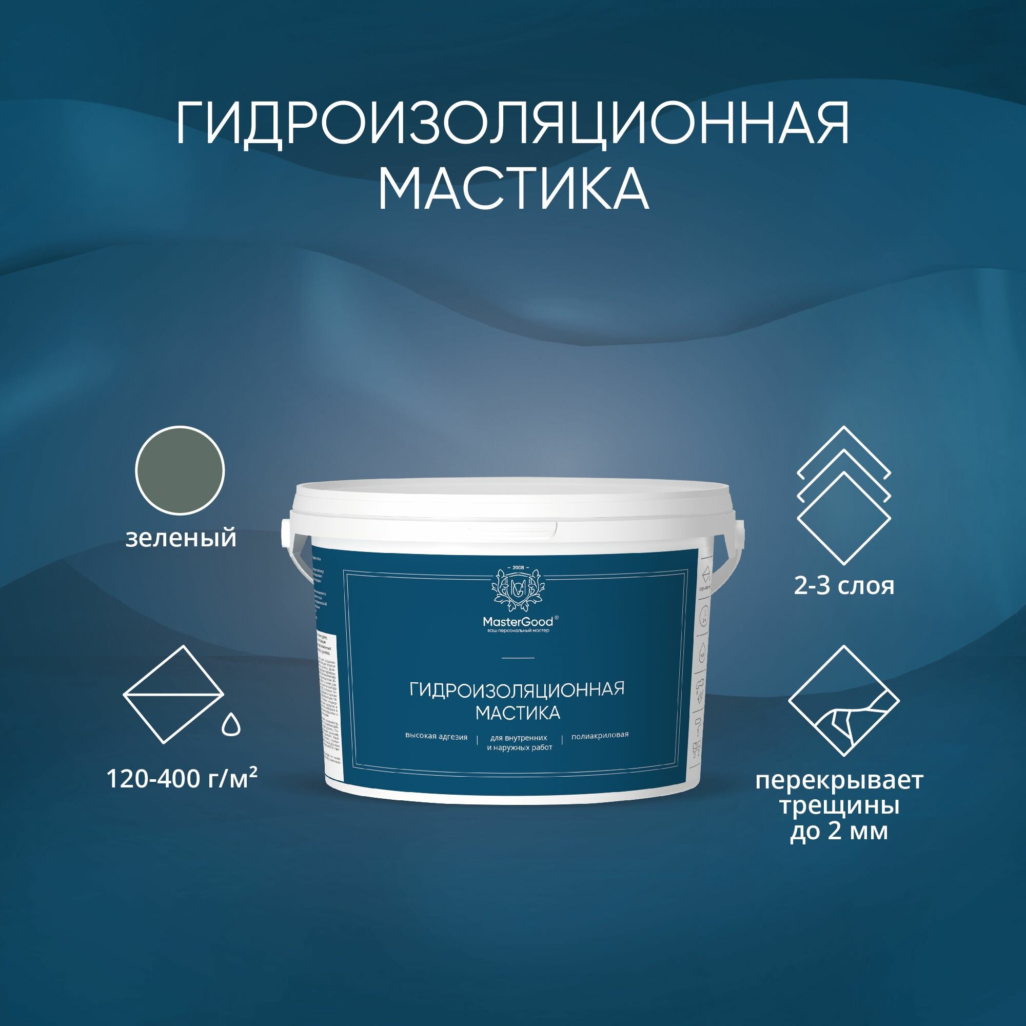 фото Мастика гидроизоляционная Master Good hydroбарьер (7кг)