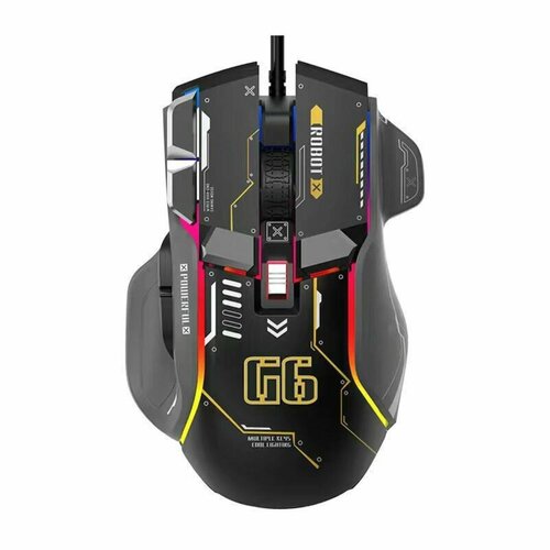 Профессиональная игровая мышь G6 проводная мышь с 10 клавишами 12800DPI RGB мышь для киберспорта Черная 2590₽