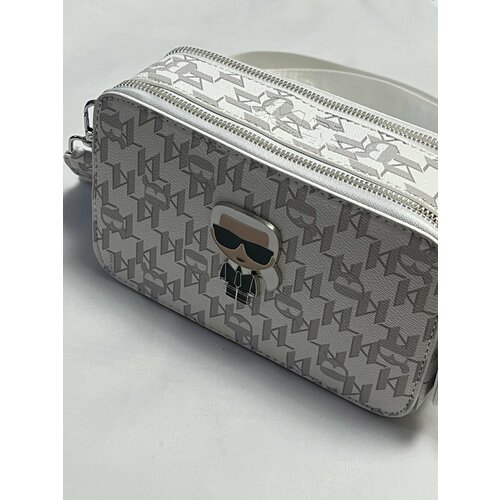 Сумка кросс-боди Karl, фактура зернистая, лаковая, гладкая, матовая, белый, черный