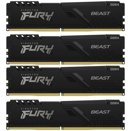 Память DDR4 4x8GB 3200MHz Kingston KF432C16BBK432 Fury Beast Black RTL Gaming PC4-25600 CL16 DIMM 288-pin 135В kit dual rank с радиатором Ret 1401700₽