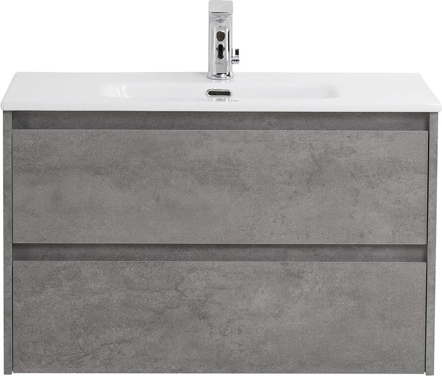 Kraft 39 база под раковину подвесная с двумя выкатными ящиками, cemento grigio, 800х390x500, 39-800 390-2c-so-cg Belbagno 39-800/390-2c-so-cg