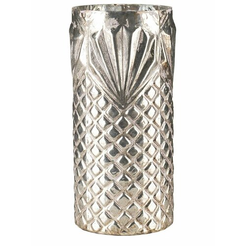 16613 Состаренный стеклянный рельефный подсвечник 15,5х33 см