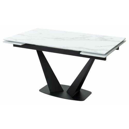Стол Ниагара 140 белый мрамор, стекло / черный, М-City