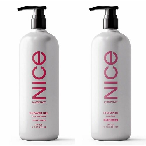 NICE by Septivit Набор средств для душа Гель Cherry Berry и Шампунь для всех типов волос по 1 л 1022₽