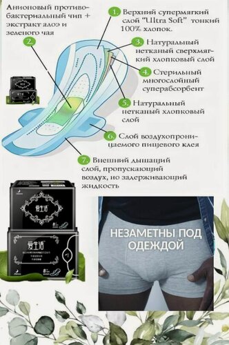 Изображение товара Прокладки ежедневные урологические с анионами для мужчин 8 штук