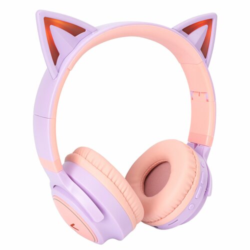 Наушники беспроводные детские Vivacat Likeee c ушками кошки Bluetooth сиреневые VC-638_lilac 199000₽