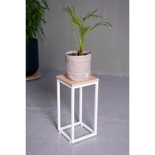 Подставка для цветов напольная металлическая лофт 40см белая, сонома