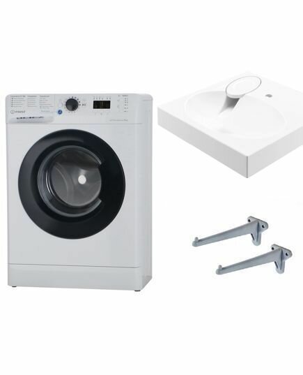 INDESIT BWUA 41051 WB RU и раковина над стиральной машиной Лигурия 50