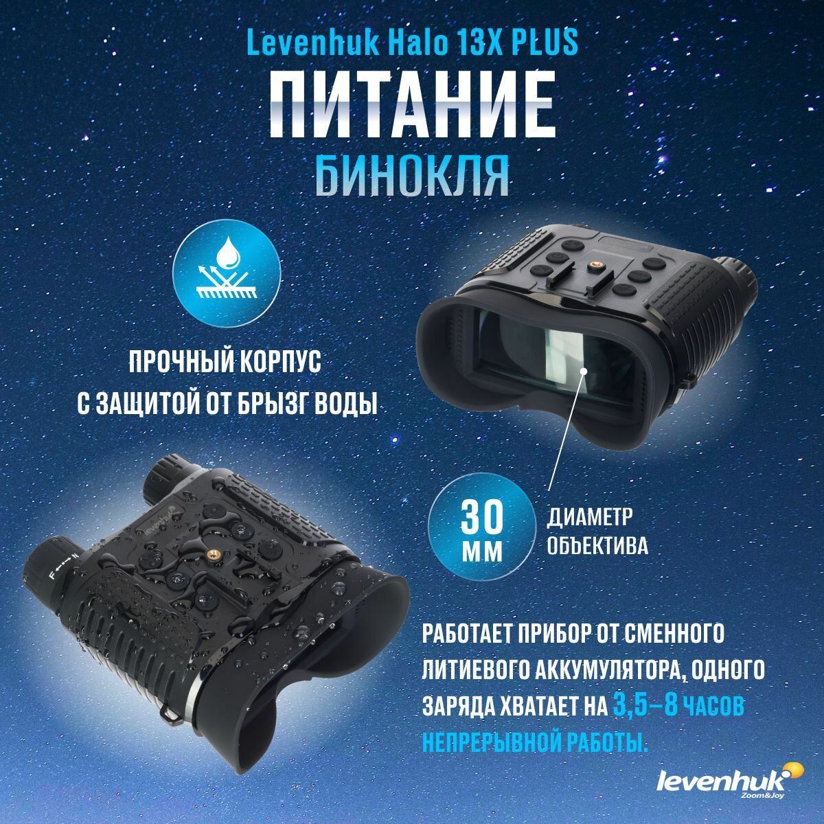 Бинокль цифровой ночного видения Levenhuk Halo 13X Helmet, с креплением на голову - фото №16
