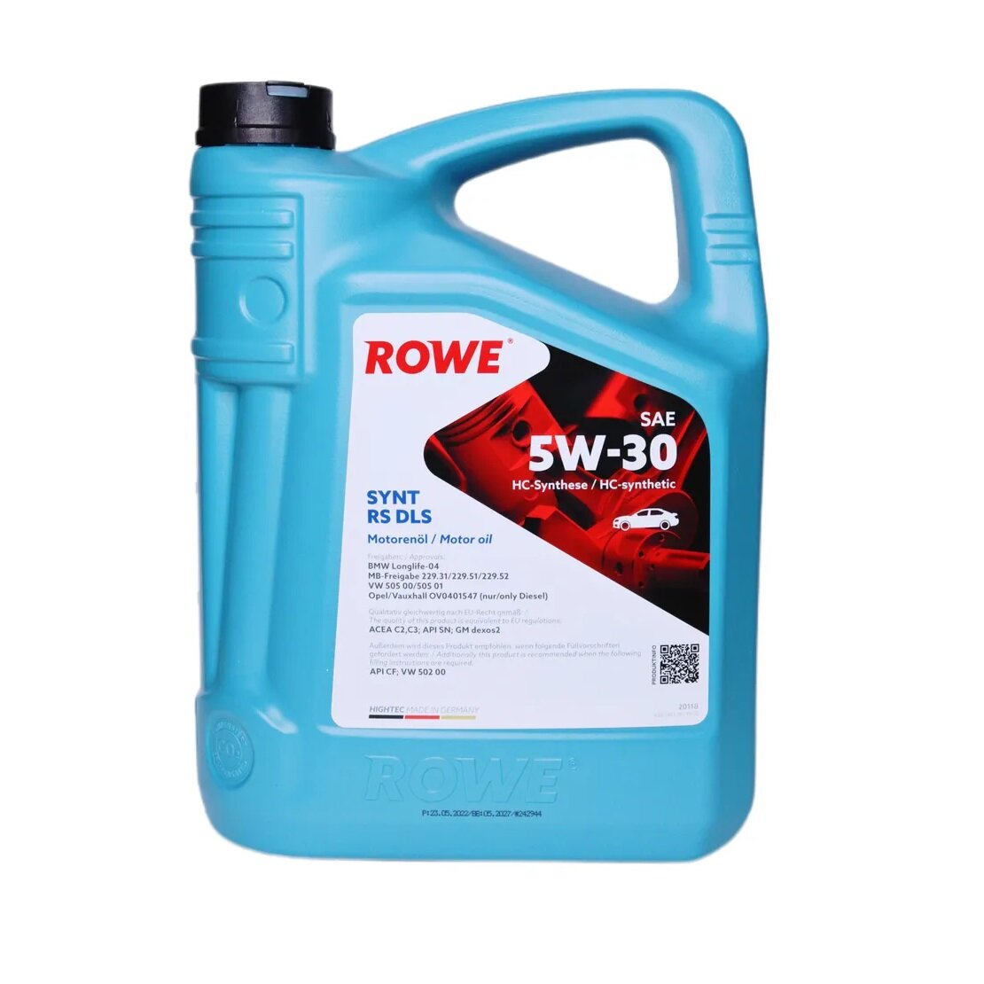 Моторное масло синтетическое ROWE Hightec Synt RS DLS SAE 5W-30, 5 литров канистра