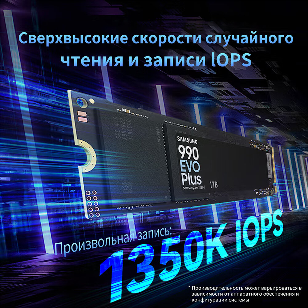 SAMSUNG 990 EVO Plus SSD 1 ТБ, PCIe Gen 4x4 | Gen 5x2 M.2 2280, скорость до 7 150 МБ/с — фото 1