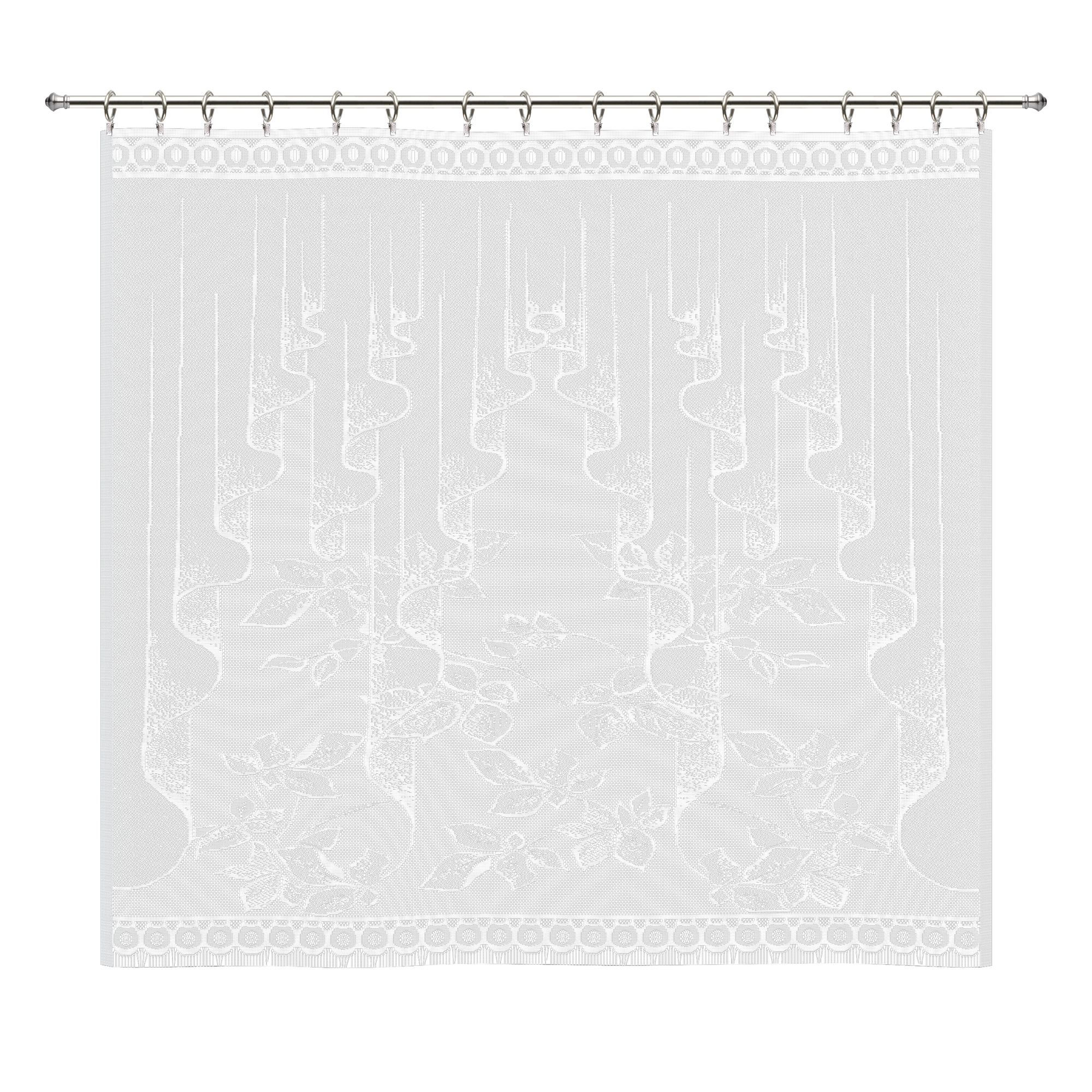 Занавеска для кухни Листопад без шторной ленты 170x160 см полиэстер цвет белый