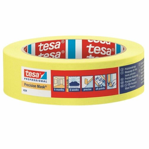 Лента малярная желтая Tesa 4334-01 (25мм*50м)
