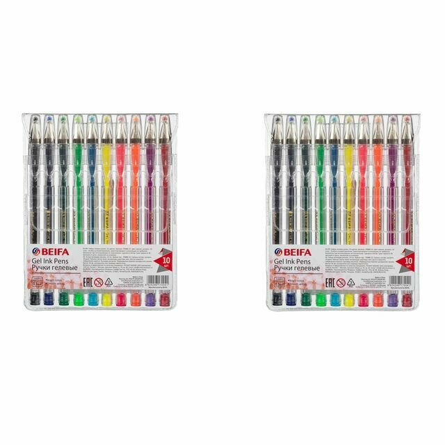 Beifa Набор гелевых ручек, 10 цветов, 2 уп.
