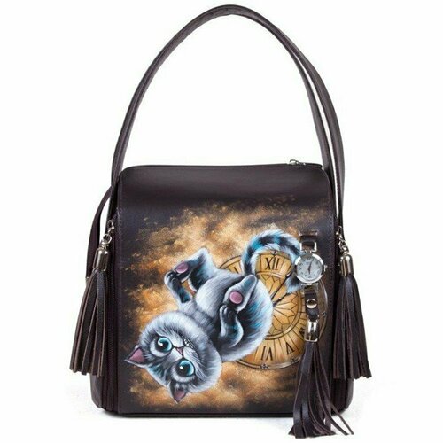 Сумка бочонок Pelle Volare, фактура гладкая, темно-коричневый