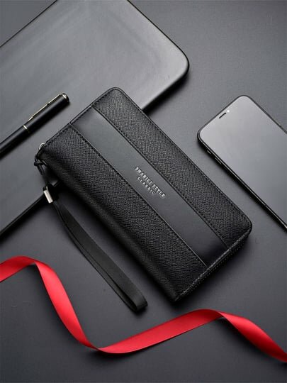 Кошелек , фактура зернистая, черный — фото 1