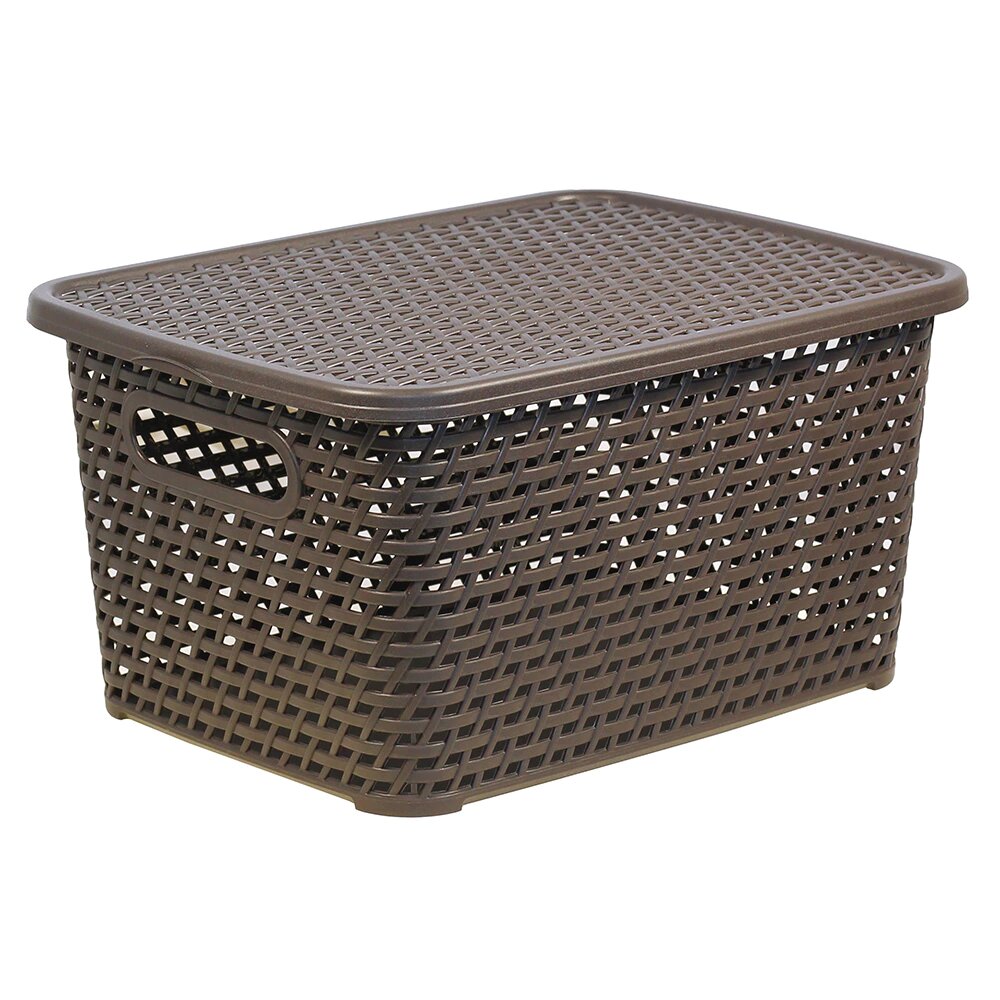 Корзина для хранения IDEA Ротанг с крышкой 30x265x45 см 23 л коричневая