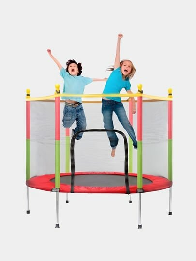 Детский рамочный батут с защитной сеткой – 140 см, до 60 кг, прочный и безопасный