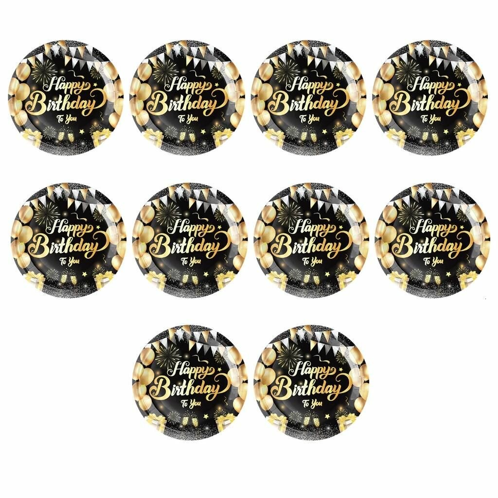Праздничная посуда из черного золота с бриллиантами-7-дюймовая тарелка 10ШТ