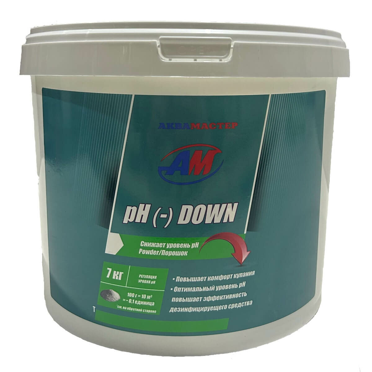 Порошок Аквамастер pH Minus для понижения уровня pH в бассейне 7 кг