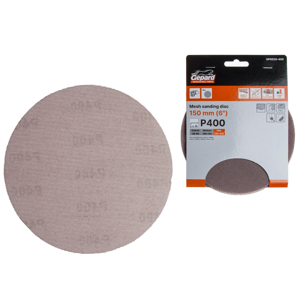 Шлифовальный круг самосцепляющийся на сетчатой основе 150 мм Р400 GEPARD 5 штук (GP5020-400)