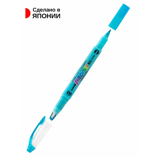 Маркер хайлайтер двусторонний / Текстовыделитель, голубой
