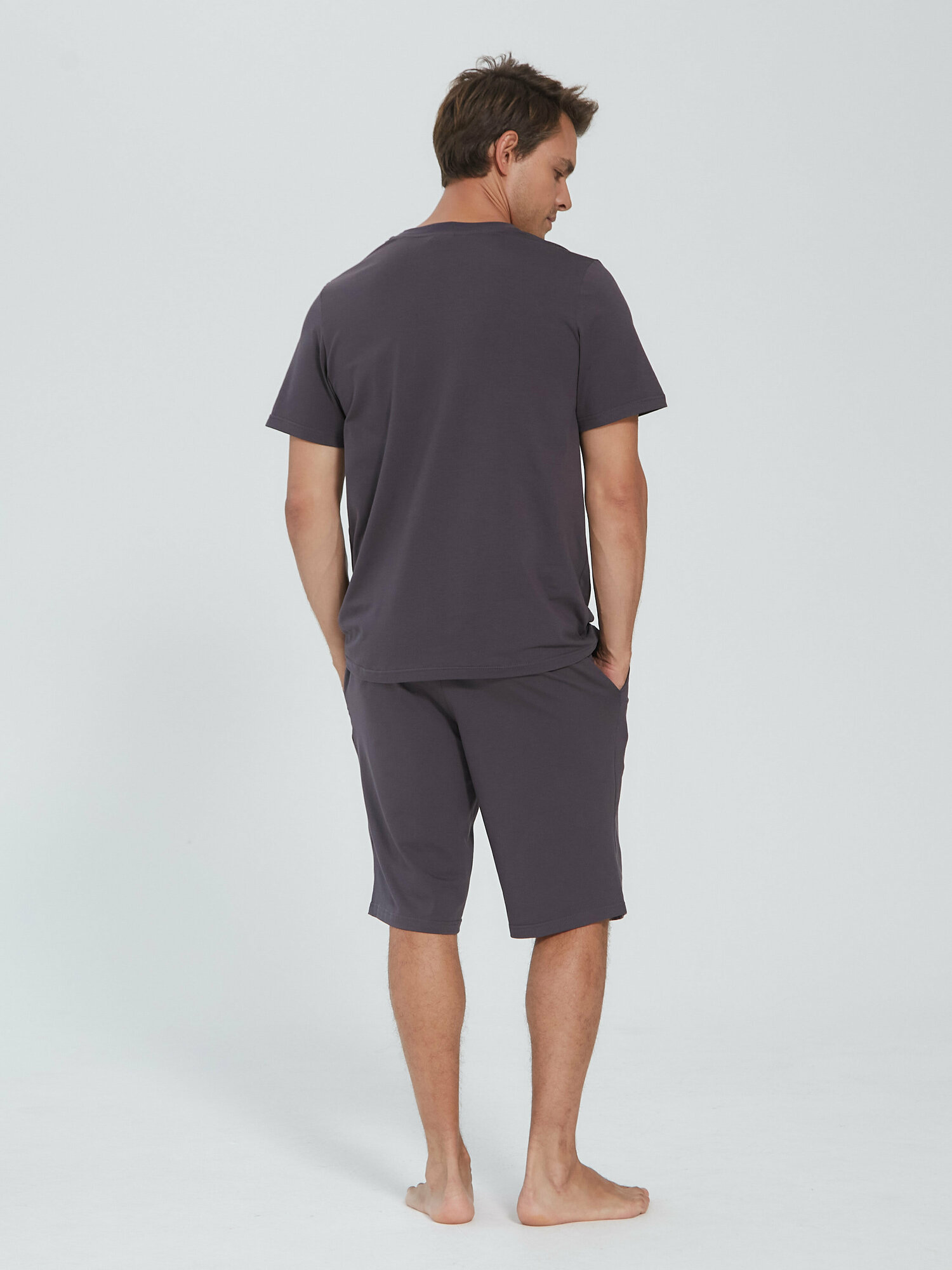 Пижама мужская с шортами, размер 4XL(58), графит - фотография № 10