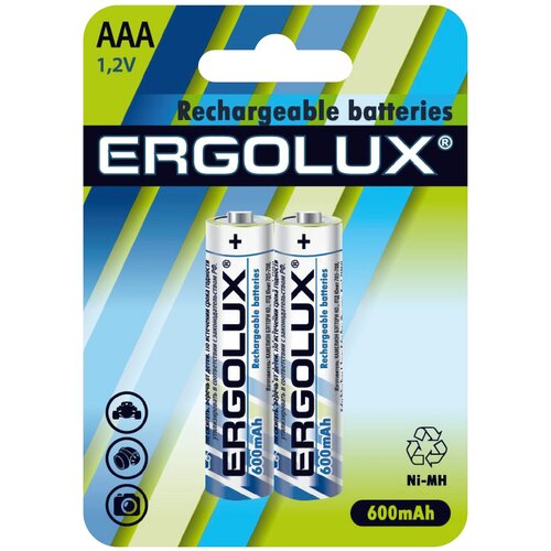 Ergolux AAA-600mAh Ni-Mh BL-2 NHAAA600BL2, аккумулятор,1.2В 2 шт. в уп-ке