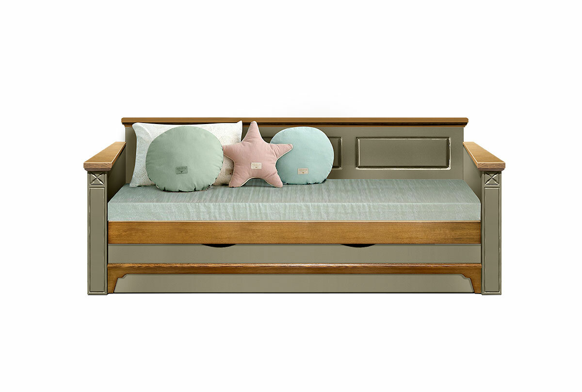Кровать-диван под два матраса "Brianson"; корсика+дуб; с настилом, без матраса; (900х2000); - фотография № 1