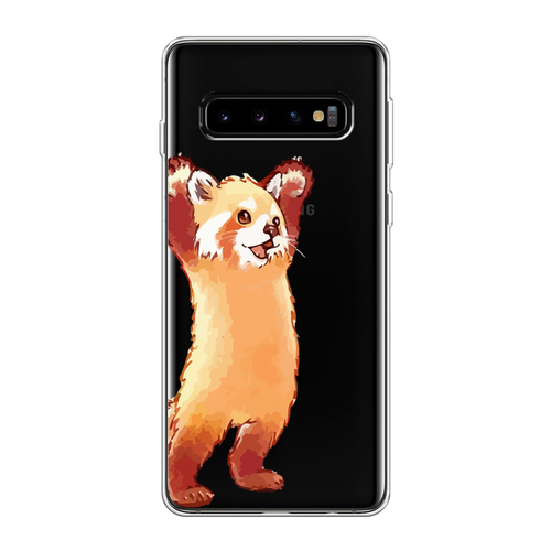 Силиконовый чехол на Samsung Galaxy S10 / Самсунг Галакси S10 Красная панда в полный рост, прозрачный