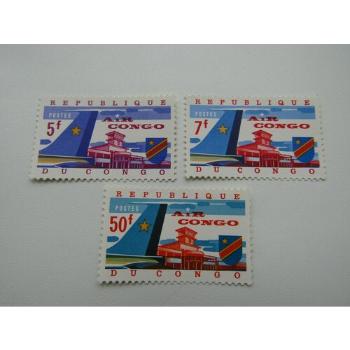 Марки. Техника. Авиация. Конго. 3 штуки марки техника дирижабли 1977 конго блок