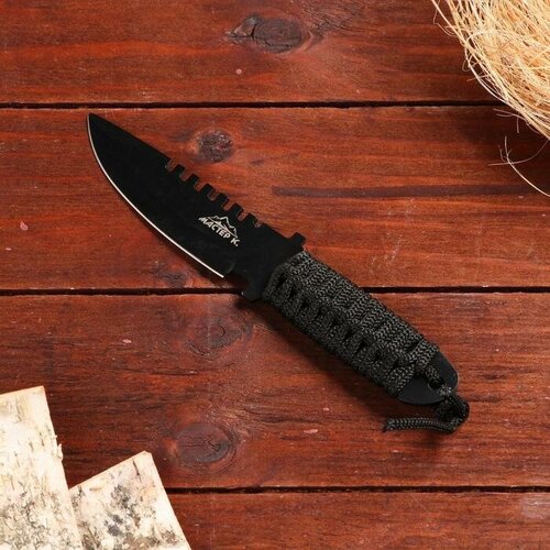 фото Нож метательный "форест" в оплетке, мастер к, черный с зазубринами мастер к.