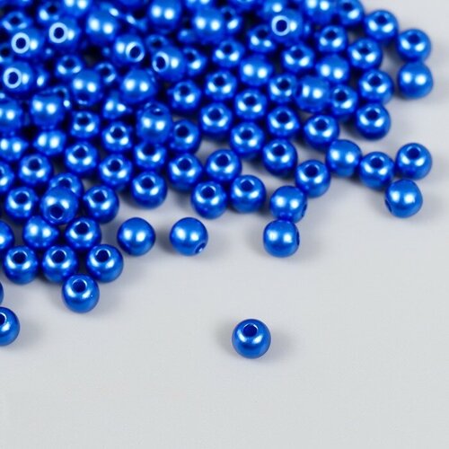 Набор бусин Рукоделие пластик, диаметр 5 мм, 25 гр, королевский синий шар 80мм с золотым узором пластик королевский синий