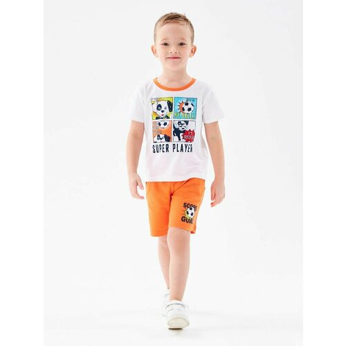 Комплект одежды Me & We, размер 110, оранжевый футболка с коротким рукавом и шорты для мальчиков 0 12 месяцев