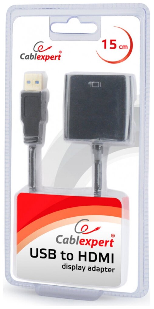 Cablexpert Конвертер USB 3.0 - HDMIA-USB3-HDMI-02, AM/HDMI V1.4, черный, блистер, A-USB3-HDMI-02