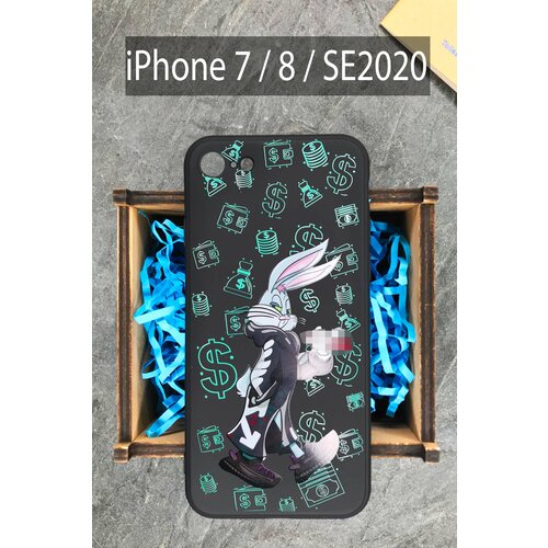 Силиконовый чехол Заяц Банни неон для iPhone 7 / 8 / SE 2020 / Айфон 7 / Айфон 8 силиконовый чехол заяц банни суприм неон для iphone x айфон x
