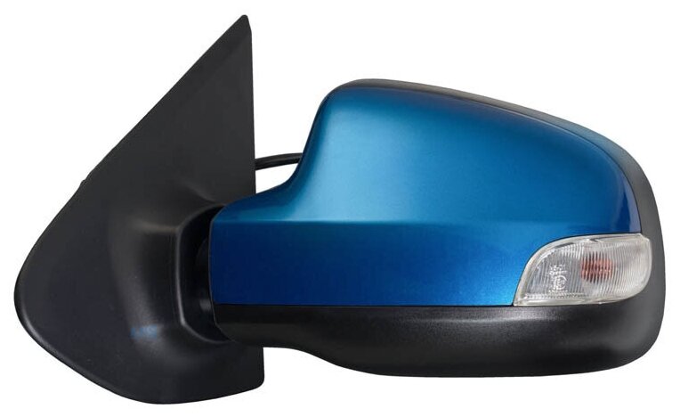 Зеркало заднего вида левое Рено Логан 2, Сандеро, с 2014 года выпуска, электро регулировка, обогрев, повторитель, окрашенное в цвет Лазурно синий