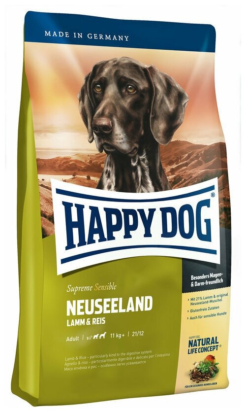 Сухой корм для собак Happy Dog Supreme Sensible Neuseeland при чувствительном пищеварении, ягненок с рисом 1 уп. х 1 шт. х 4 кг