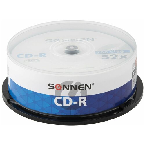 Диски CD-R SONNEN 700 Mb 52x Cake Box (упаковка на шпиле) комплект 25 шт, 1 шт компакт диски luna negra banda elastica ai tencargo cd