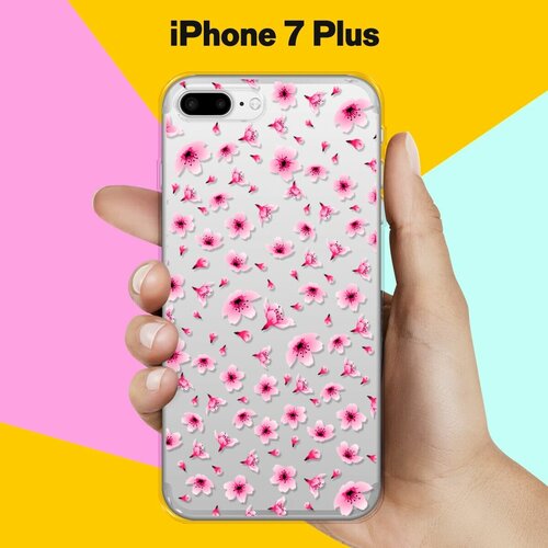 Силиконовый чехол Цветы розовые на Apple iPhone 7 Plus силиконовый чехол на apple iphone 8 plus 7 plus эпл айфон 7 плюс 8 плюс с рисунком розовые и фиолетовые фиалки