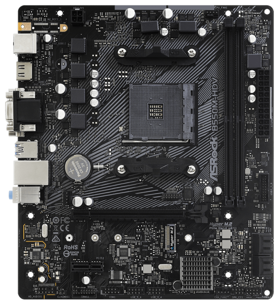 Материнская плата Asrock B550M-HDV Soc-AM4 AMD B550 2xDDR4 mATX AC`97 8ch(7.1) GbLAN RAID+VGA+DVI+HD