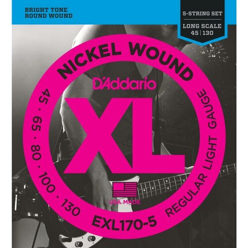 набор струн d addario xl nickel wound exl170 12 1 уп Струны для 5-струнной бас-гитары D'Addario EXL170-5