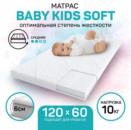 Матрас AmaroBaby со съемным чехлом, Kids Soft (прямоугольный)1190 x 590 х 60