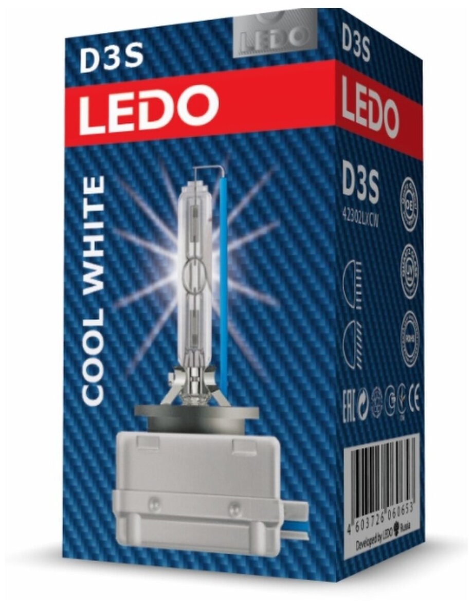 LEDO 42302LXCW Лампа ксеноновая головного света D3S PK32d-5 6000K Cool White 12V 35W Картон 1 шт